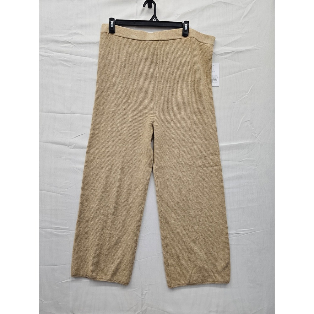 Isabel by Ingrid & Isabel Maternity‎ Ribbed Knit Wide Leg Pants Tan Large NWT